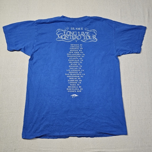 Lil Nas X Long Live Motero Tour/Concert Tee Shirt Mens Size Extra Large Blue - Picture 2 of 6
